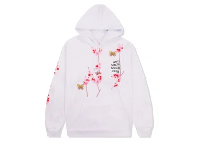 Pre-owned Anti Social Club Men's  Kkoch Butterflies Full Embroidery Hoodie In White