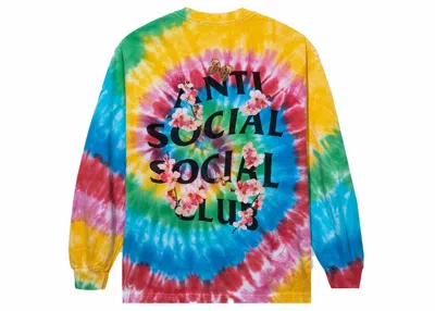 Pre-owned Anti Social Club Men's  Kkoch Wifi Long Sleeve Tee Shirt In Tie Dye Rainbow