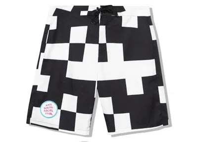 Pre-owned Anti Social Club Men's  Kook Board Shortsin Black/white