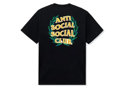 Pre-owned Anti Social Club Men's  Laurel Logo Flip Tee Shirt In Black