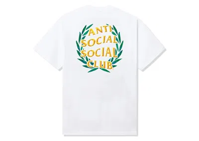 Pre-owned Anti Social Club Men's  Laurel Logo Flip Tee Shirt In White