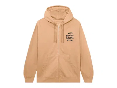 Pre-owned Anti Social Club Men's  Mind Games Zip Up Hoodie In Sandstone In Brown