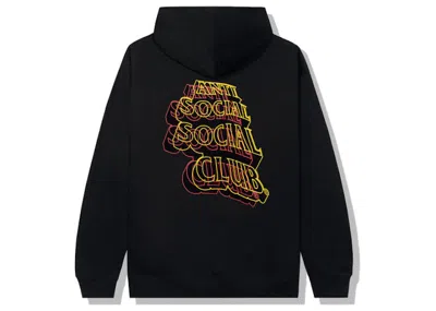 Pre-owned Anti Social Club Men's  Neon Lights And A Lot Of Rain Hoodie In Black