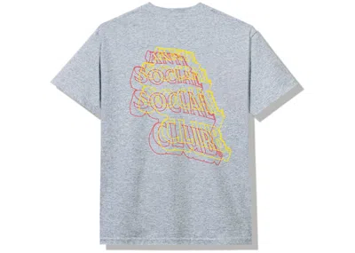 Pre-owned Anti Social Club Men's  Neon Lights And A Lot Of Rain T-shirt In Heather Grey