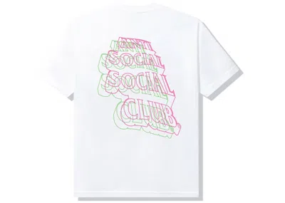 Pre-owned Anti Social Club Men's  Neon Lights And A Lot Of Rain T-shirt In White