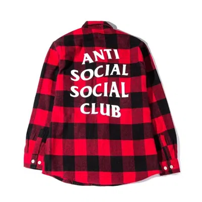 Pre-owned Anti Social Club Men's  No Expectations Flannelin Black/red In Multi