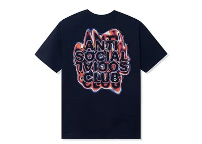 Pre-owned Anti Social Club Men's  Oil Slick Tee Shirt In Navy Blue