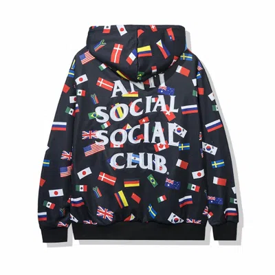 Pre-owned Anti Social Club Men's  Orlando All Over Flag Hoodie In Black