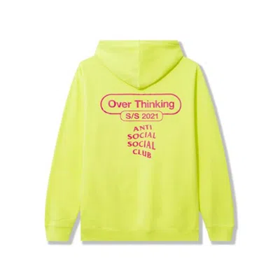 Pre-owned Anti Social Club Men's  Over Thinking 21 Hoodie In Neon Green
