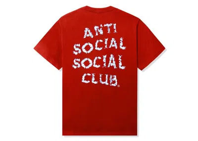 Pre-owned Anti Social Club Men's  Partly Cloudy Tee Shirt In Red