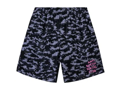 Pre-owned Anti Social Club Men's  Pixel Camo Shorts In Black