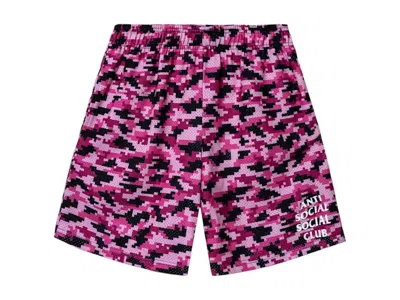 Pre-owned Anti Social Club Men's  Pixel Camo Shorts In Pink