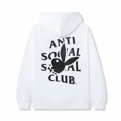 Pre-owned Anti Social Club Men's  Playboy Bunny Logo Hoodie In White