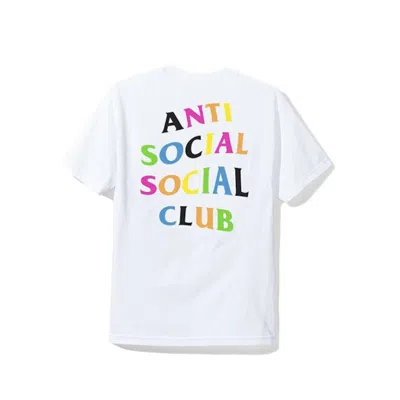 Pre-owned Anti Social Club Men's  Rainbow Logo Tee Shirt In White