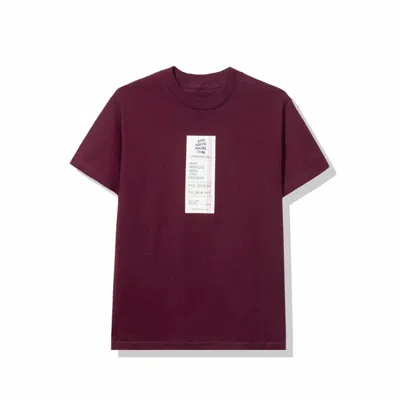 Pre-owned Anti Social Club Men's  Read Receipts Tee Shirt In Maroon In Burgundy