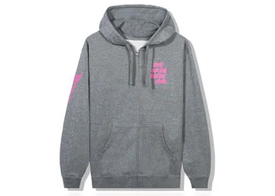 Pre-owned Anti Social Club Men's  Split Zip Hoodie In Grey