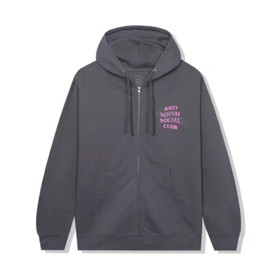 Pre-owned Anti Social Club Men's  The Shape Of Things Zip Up Hoodie In Heather Grey In Gray