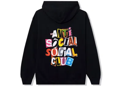 Pre-owned Anti Social Club Men's  Torn Pages Of Our Story Zip Up Hoodie In Black