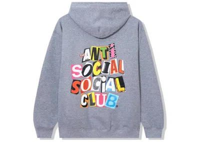 Pre-owned Anti Social Club Men's  Torn Pages Of Our Story Zip Up Hoodie In Heather Grey