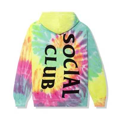 Pre-owned Anti Social Club Men's  Vertical Horizon Hoodie In Rainbow Tie Dye