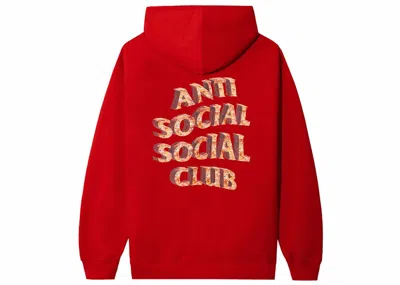 Pre-owned Anti Social Club Men's  White Picket Fence Hoodie In Red