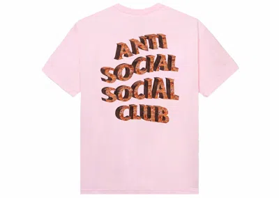 Pre-owned Anti Social Club Men's  White Picket Fence Tee Shirt In Pink