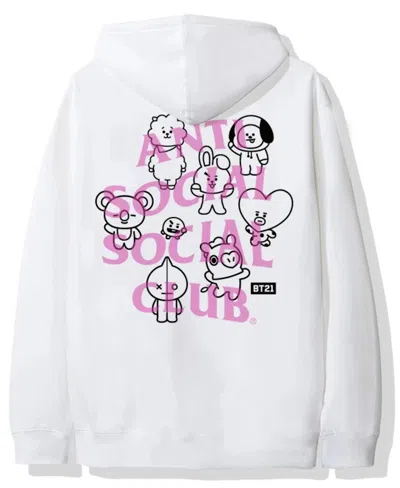 Pre-owned Anti Social Club Men's  X Bt21 Traceable Hoodie (fw19) In White