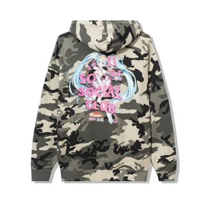Pre-owned Anti Social Club Men's  X Good Smile Racing Hatsune Miku Hoodie In Camo