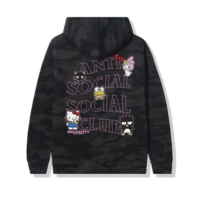 Pre-owned Anti Social Club Men's  X Hello Kitty And Friends Hoodie In Black Camo