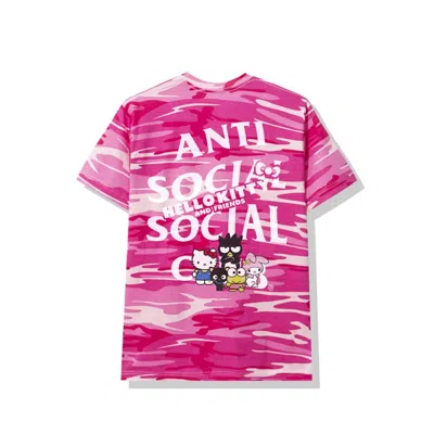 Pre-owned Anti Social Club Men's  X Hello Kitty And Friends Tee Shirt In Pink Camo
