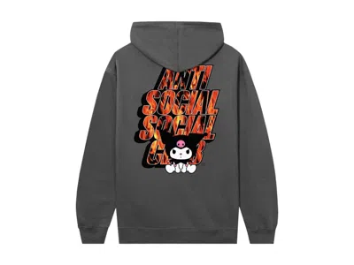 Pre-owned Anti Social Club Men's  X Hello Kitty Kuromi Hoodie In Charcoal