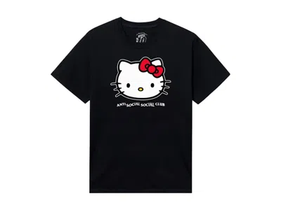 Pre-owned Anti Social Club Men's  X Hello Kitty Weird Tee Shirt In Black