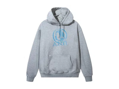 Pre-owned Anti Social Club Men's  X Jinro Four Glasses Of Soju Hoodiein Grey/blue
