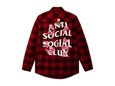 Pre-owned Anti Social Club Men's  X Mastermind Mmotch Flannelin Red/black