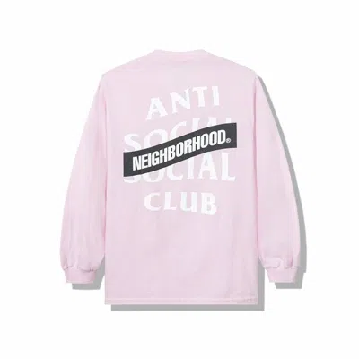 Pre-owned Anti Social Club Men's  X Neighborhood Aw05 Long Sleeve Tee Shirt Longsleeve In Pink