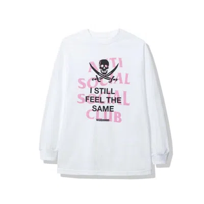 Pre-owned Anti Social Club Men's  X Neighborhood Black Jack Long Sleeve Tee Shirt In White Pink In Multi
