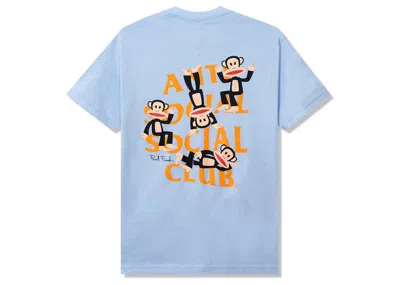 Pre-owned Anti Social Club Men's  X Paul Frank Lounge Tee Shirt In Blue