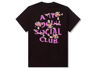Pre-owned Anti Social Club Men's  X Paul Frank Lounge Tee Shirt In Dark Chocolate