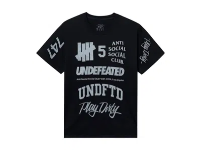 Pre-owned Anti Social Club Men's  X Undefeated Schizophrenia Reflective Tee Shirt In Black