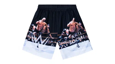 Pre-owned Anti Social Club Men's  X Wwe The Rock Shorts In Multi