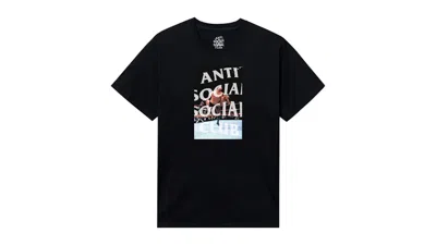 Pre-owned Anti Social Club Men's  X Wwe The Rock Tee Shirt In Black