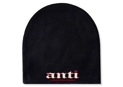 Pre-owned Anti Social Club You Don't Know Me Beanie In Black