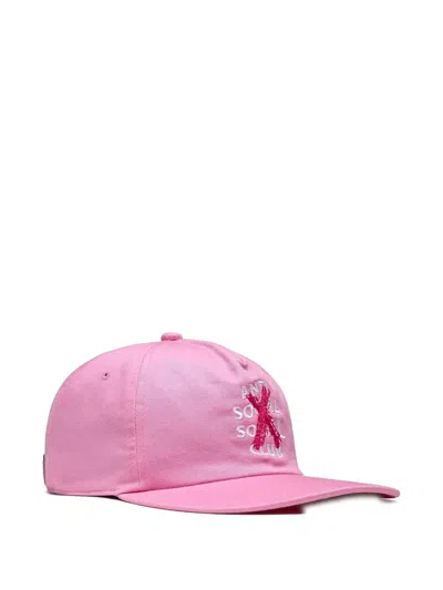 Anti Social Social Club Cancelled Paint Embroidered Snapback Cap In Pink