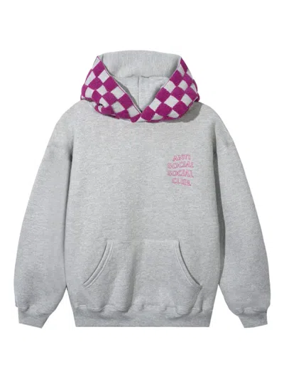 Anti Social Social Club Checked Hoodie In Gray