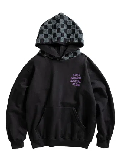 Anti Social Social Club Chenille Checkered Hoodie In Black