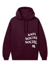 Anti Social Social Club Cut Off Logo Hoodie In Burgundy