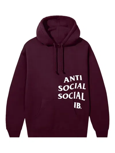 Anti Social Social Club Cut Off Logo Hoodie In Burgundy