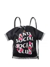 Anti Social Social Club Cute Af Black Drawstring Bag "camo" Backpack In Black