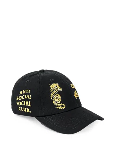 Anti Social Social Club Dragon-embroidered Baseball Cap In Black