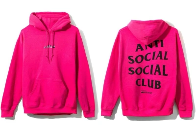 Pre-owned Anti Social Social Club Ds Assc Black Logo 488 Pink Hoodie Bape Supreme Kith Kaws (size Small)